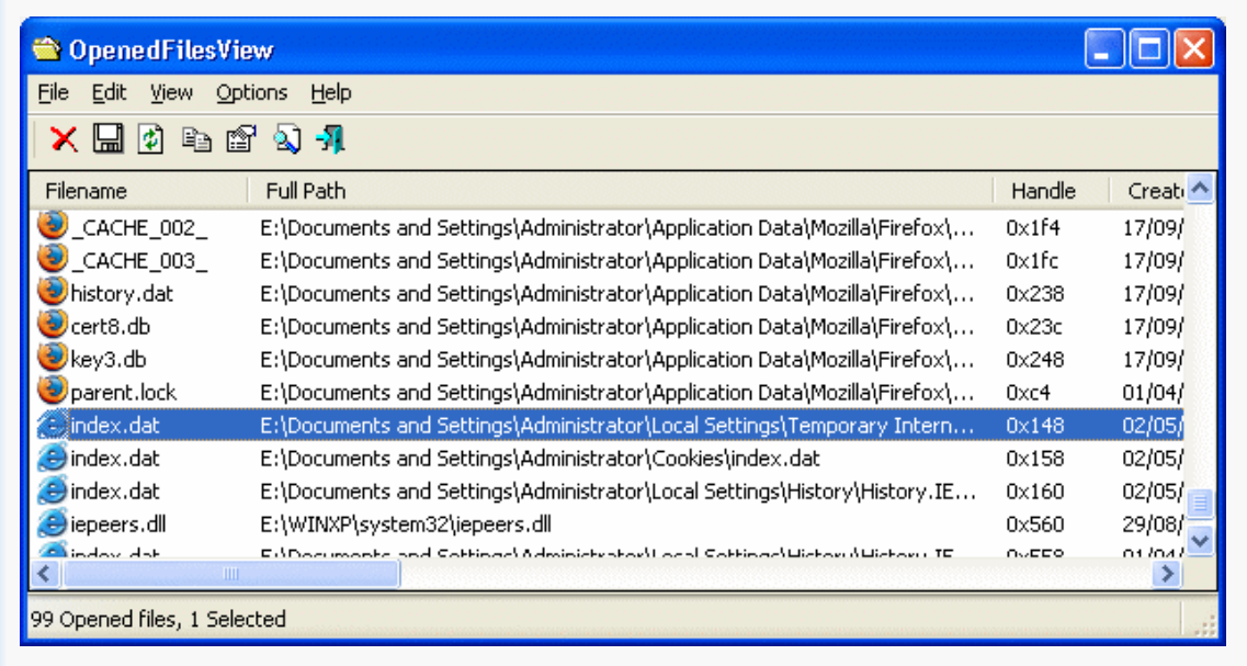 Offene Files entlocken (Windows)